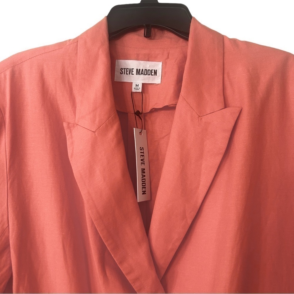 STEVE MADDEN NWT Baldwin Double Breasted Linen Blend Blazer in Spring Rose M… - Picture 4 of 9